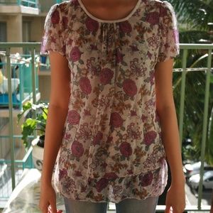 Women's Floral short sleeve tops / parple